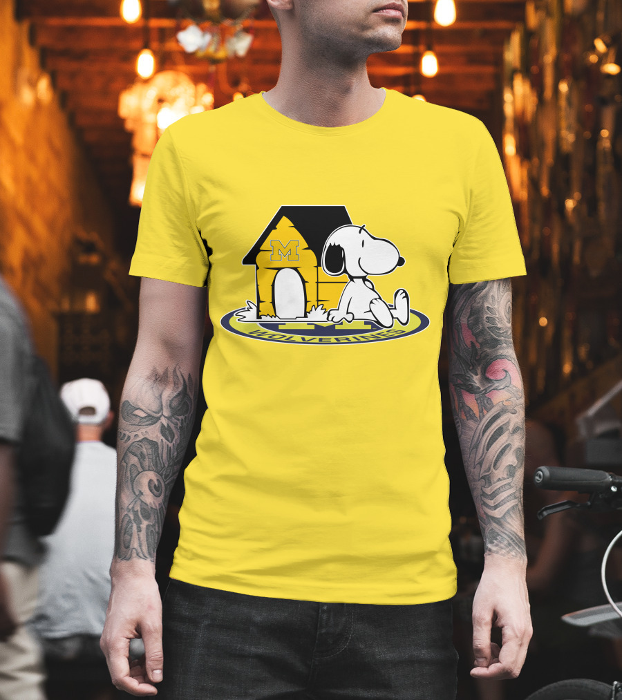 Michigan Wolverines Snoopy Doghouse Fan Now And Forever T-Shirt
