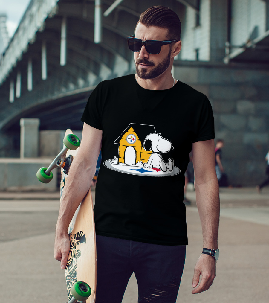 Snoopy With Pittsburgh Steelers Doghouse Football Fan Forever T-Shirt