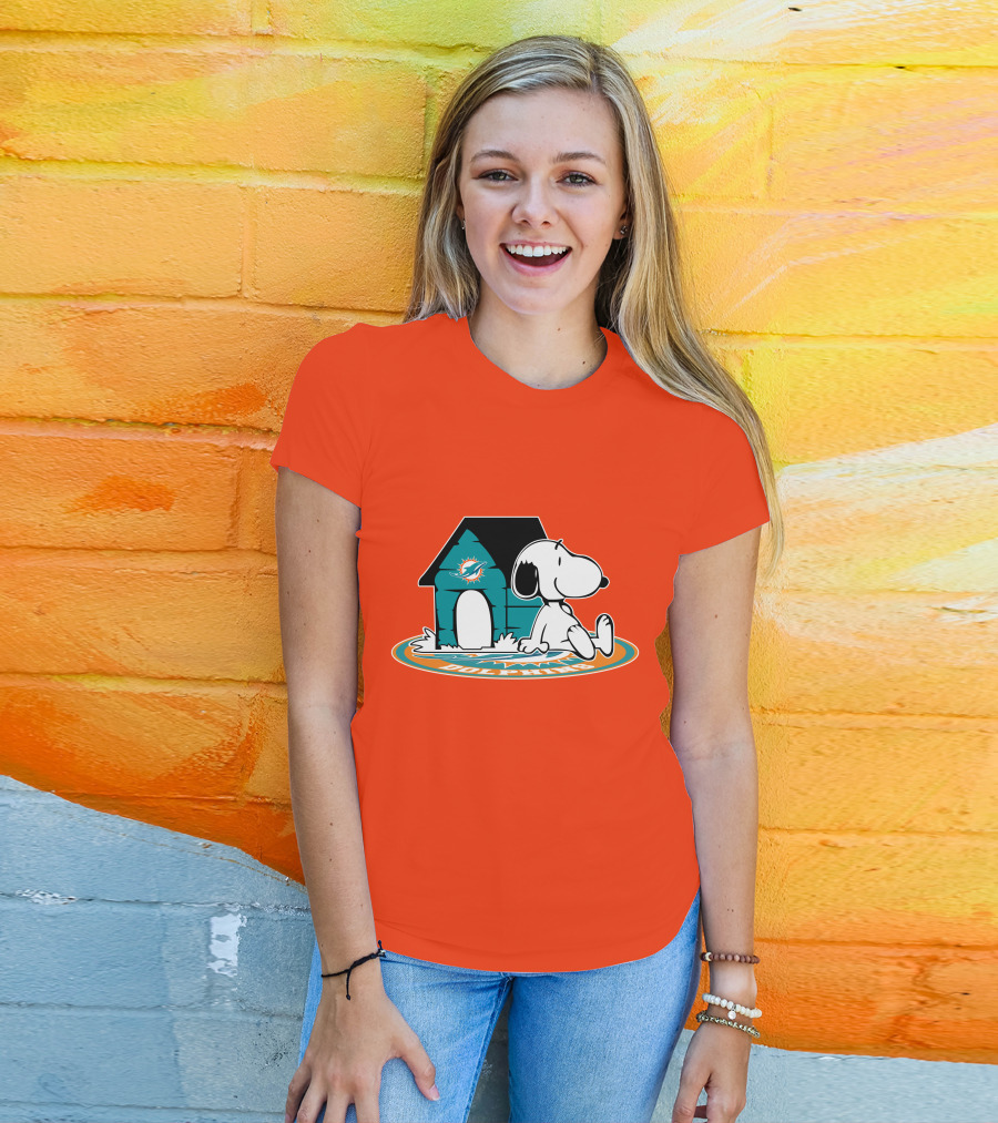 Miami Dolphins Fan Forever With Snoopy House T-Shirt