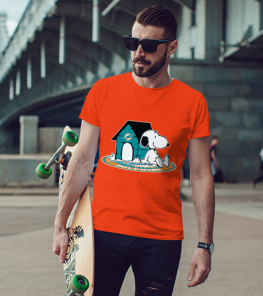 Miami Dolphins Fan Forever With Snoopy House T-Shirt