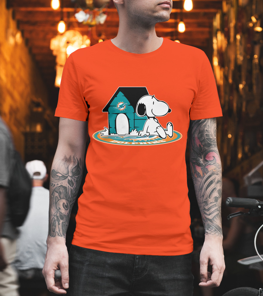 Miami Dolphins Fan Forever With Snoopy House T-Shirt