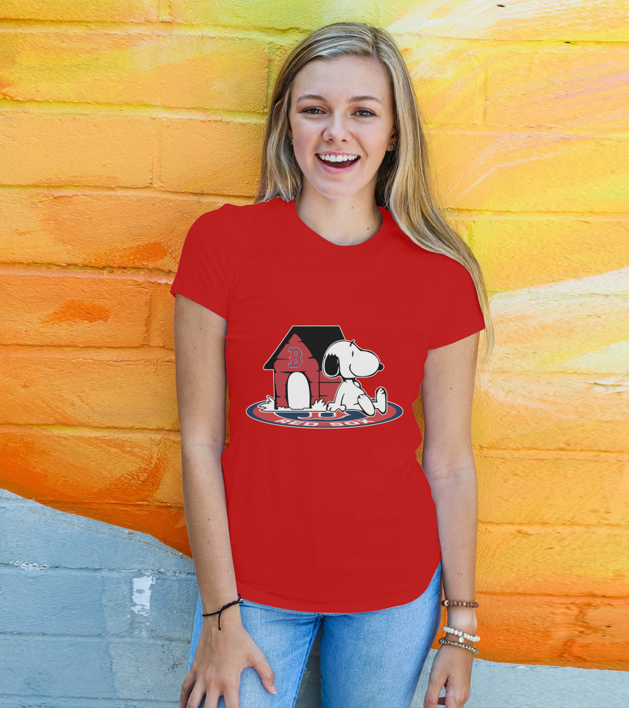 Boston Red Sox Snoopy Fan Now And Forever T-Shirt