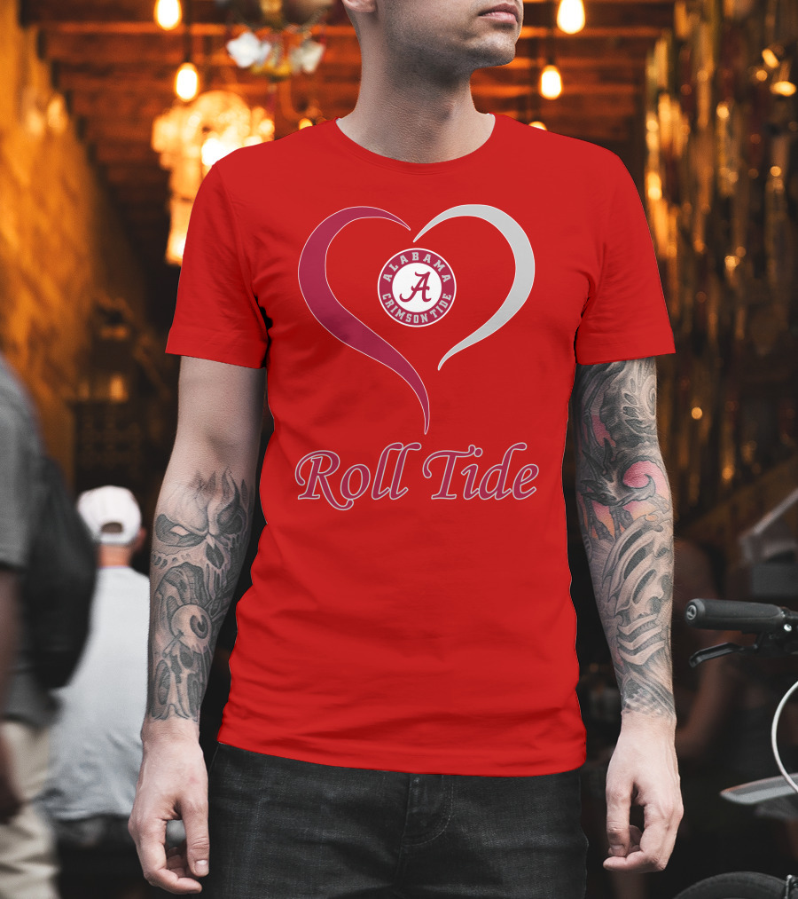 Alabama Crimson Tide Roll Tide Heart T-Shirt