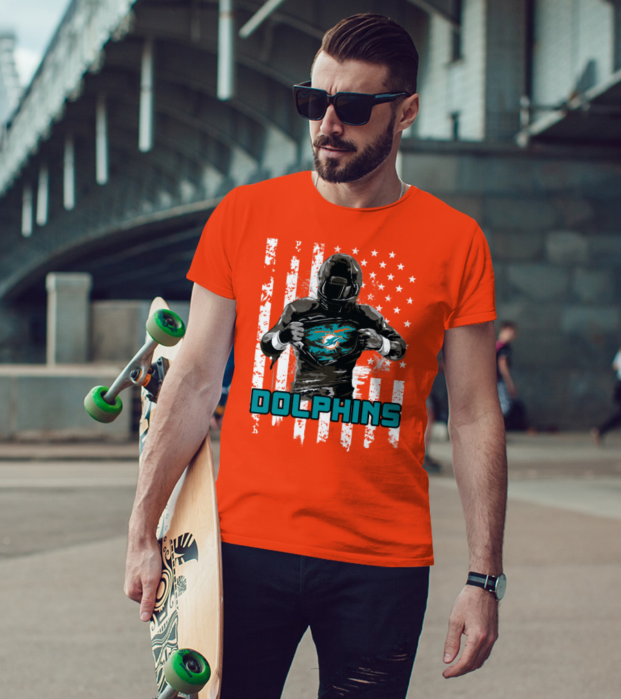 Dolphins Superhero Unveiling Miami Pride Flag T-Shirt