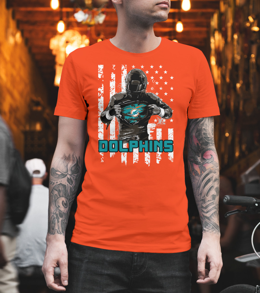 Dolphins Superhero Unveiling Miami Pride Flag T-Shirt