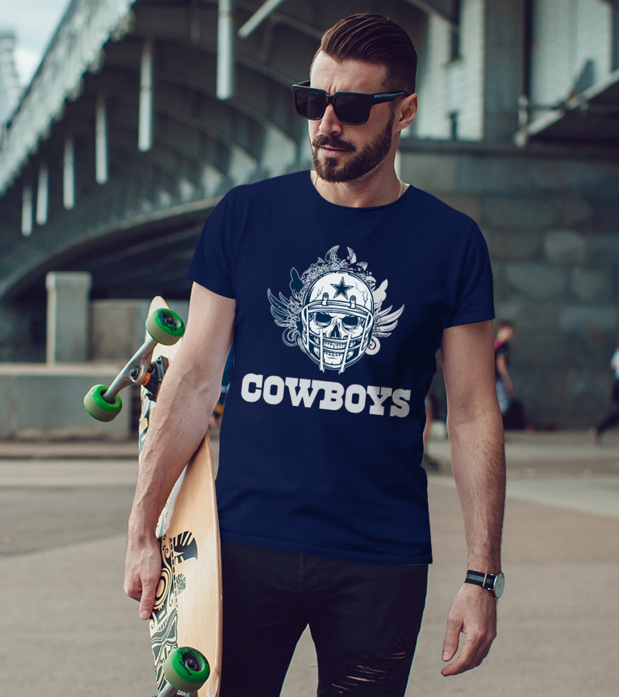 Cowboys Skull Helmet Star Wings T-Shirt