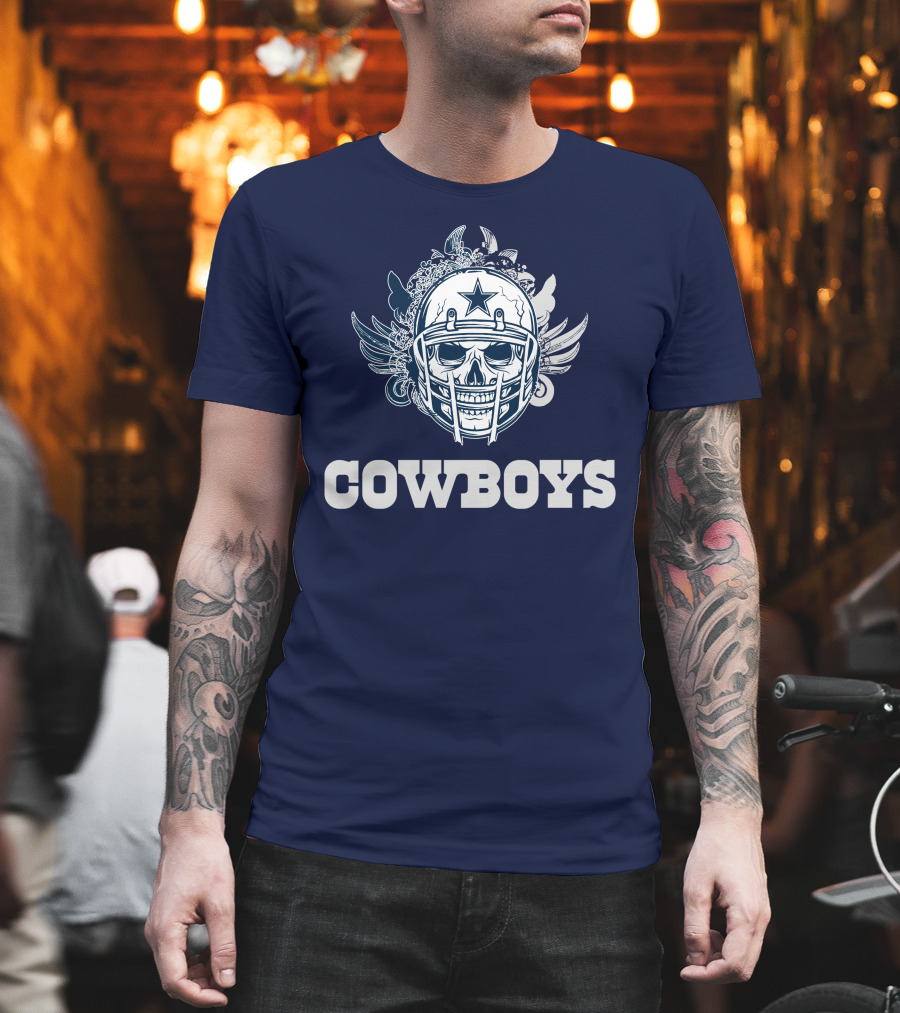 Cowboys Skull Helmet Star Wings T-Shirt