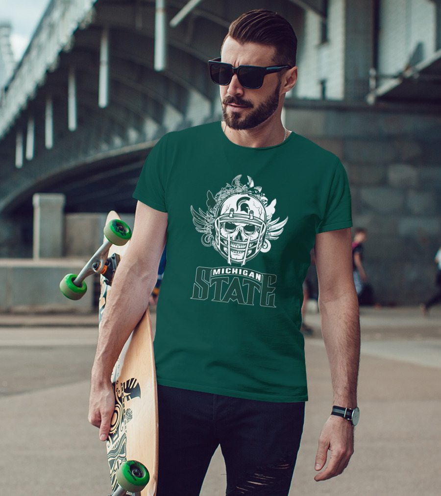 Michigan State Spartans Skull Helmet T-Shirt