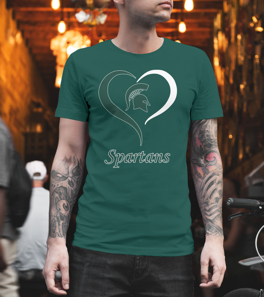 Spartans Heart Michigan State Spartan Helmet T-Shirt