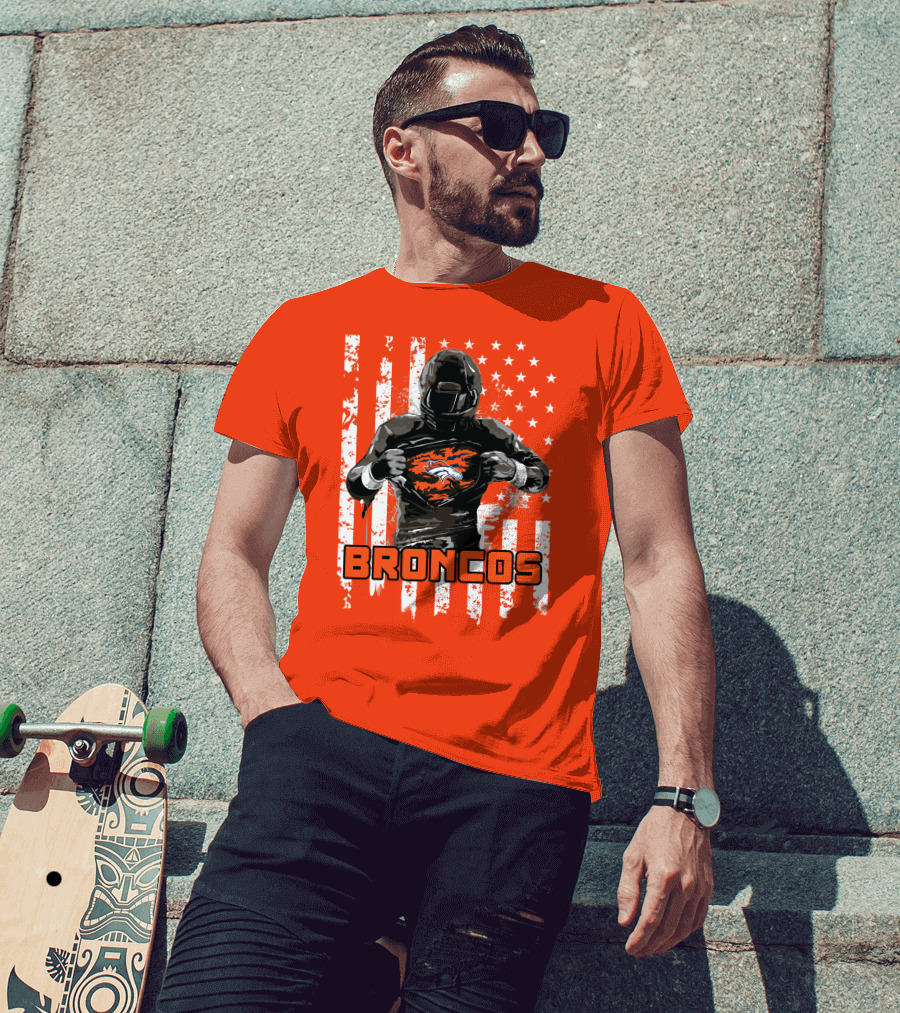 Denver Broncos Football Player American Flag T-Shirt