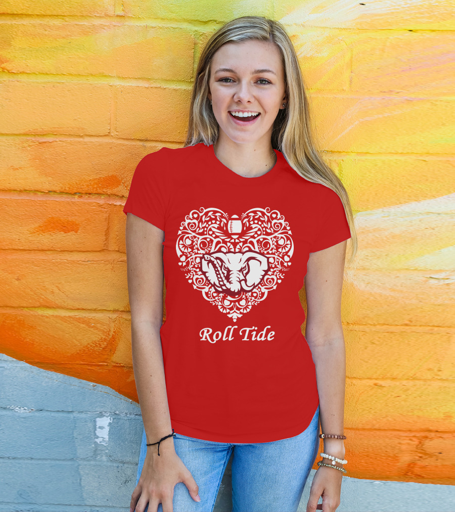 Roll Tide Alabama Crimson Tide Heart T-Shirt