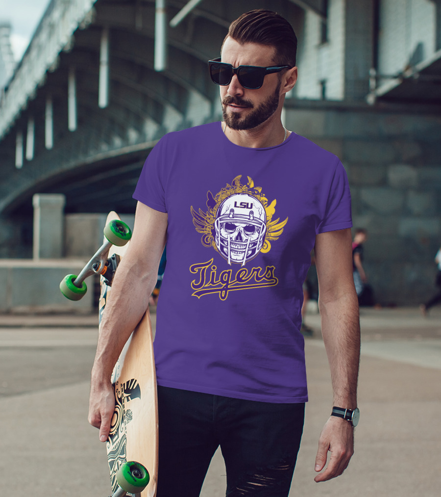 LSU Tigers Skull Helmet With Wings T-Shirt