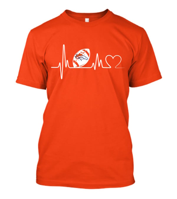 Denver Broncos Heartbeat Football Icon T-Shirt