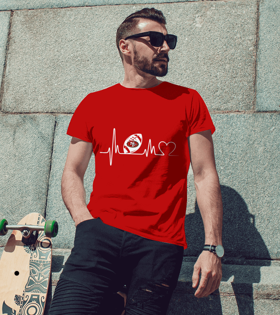 San Francisco 49ers Heartbeat Football Icon T-Shirt