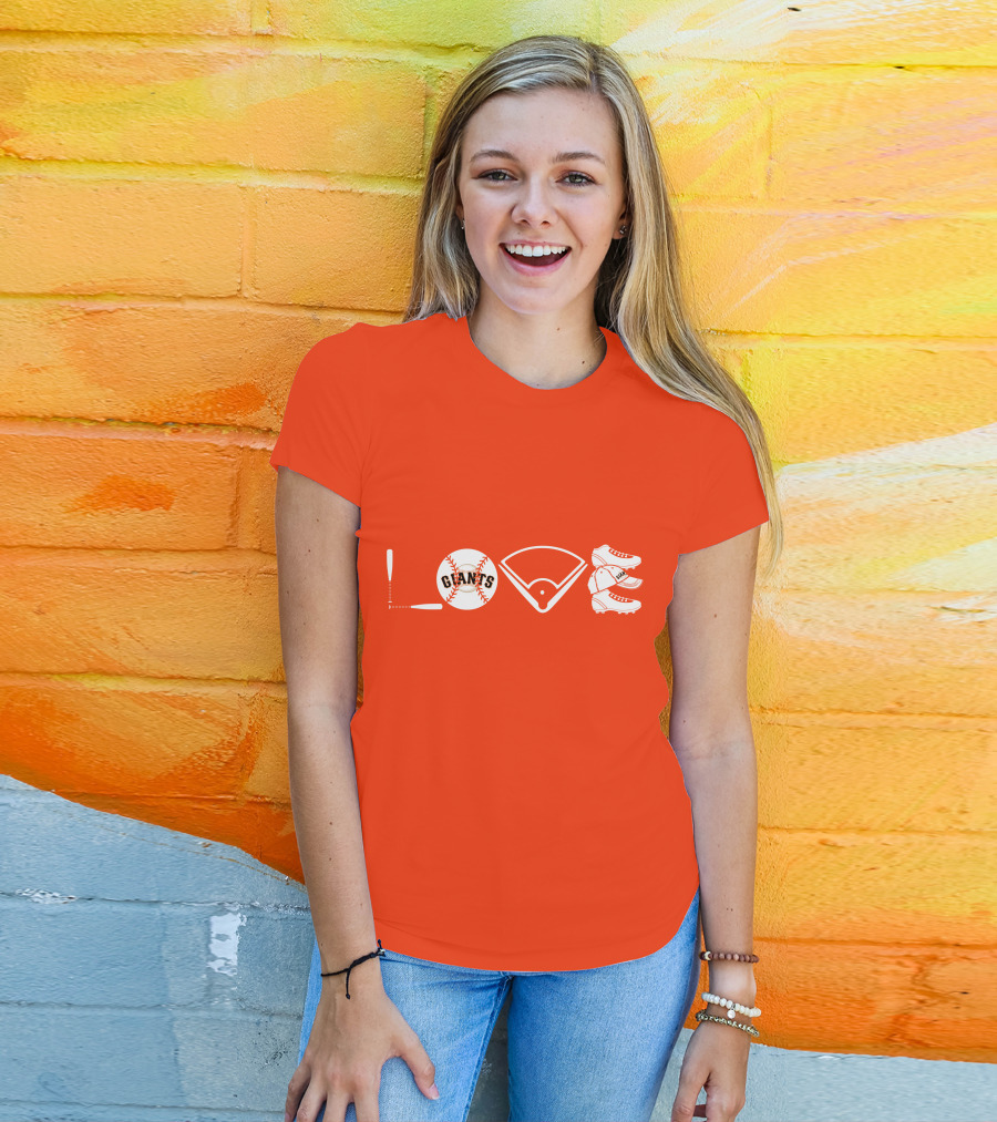 Love San Francisco Giants Baseball Giants Cleats Homeplate Bat T-Shirt