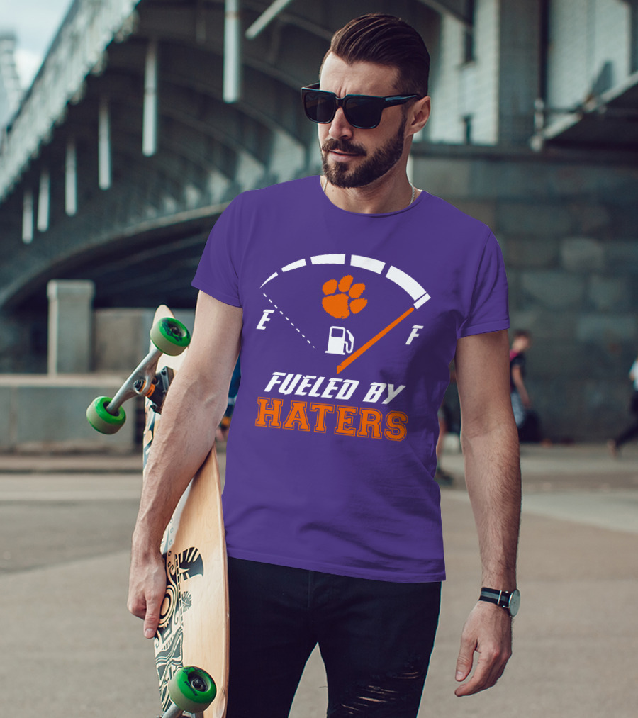 Clemson Tigers Fueled By Haters Gas Gauge Paw T-Shirt