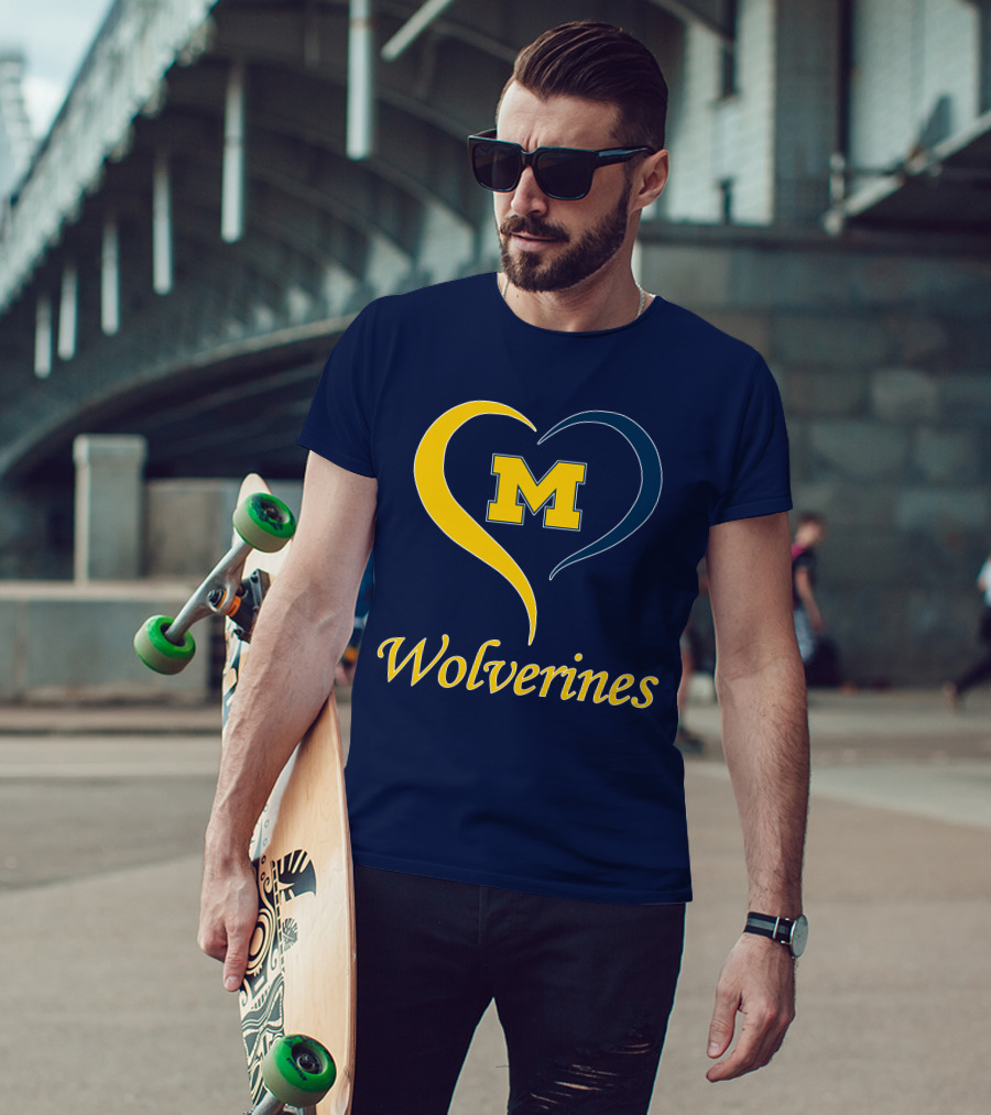 Michigan Wolverines Heart M T-Shirt
