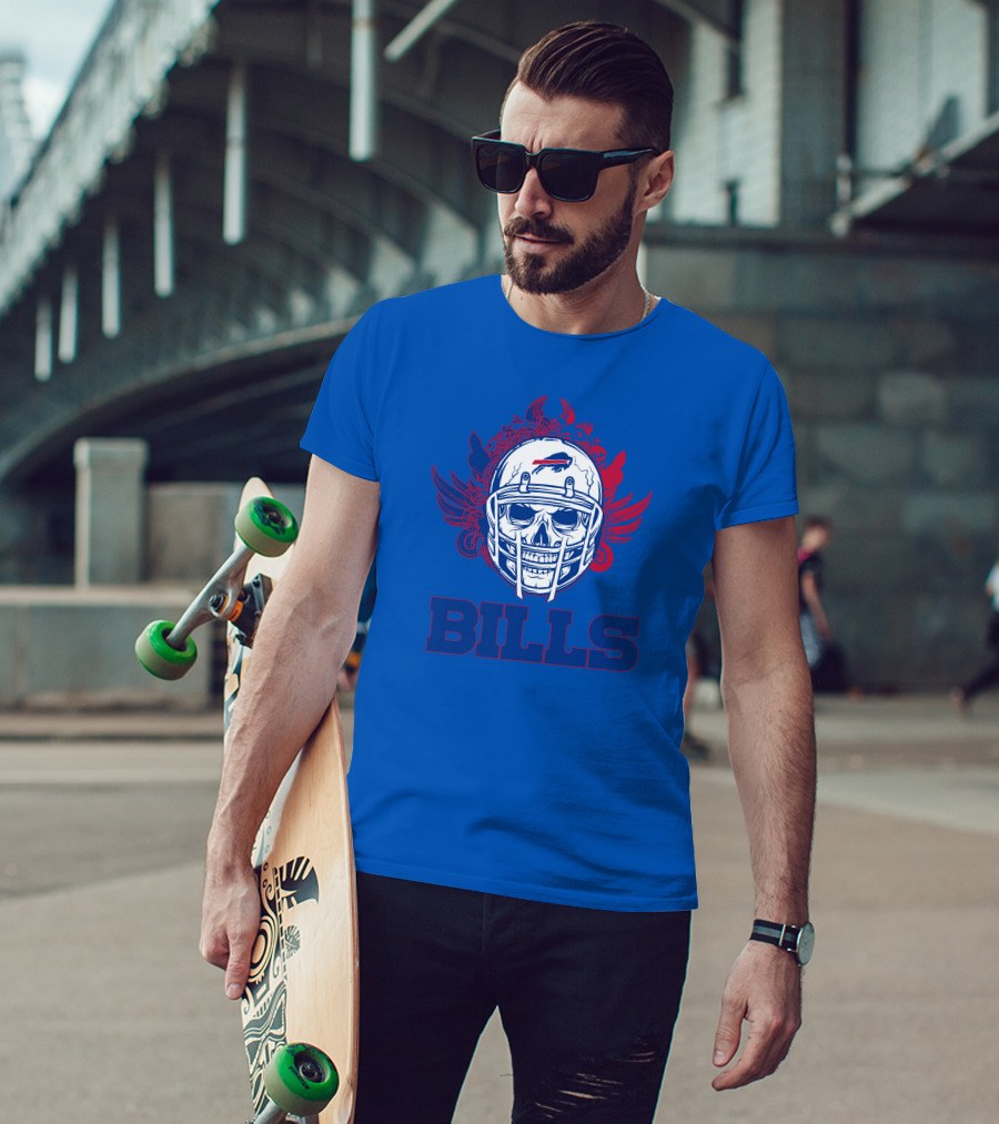 Buffalo Bills Skull Helmet Wings T-Shirt