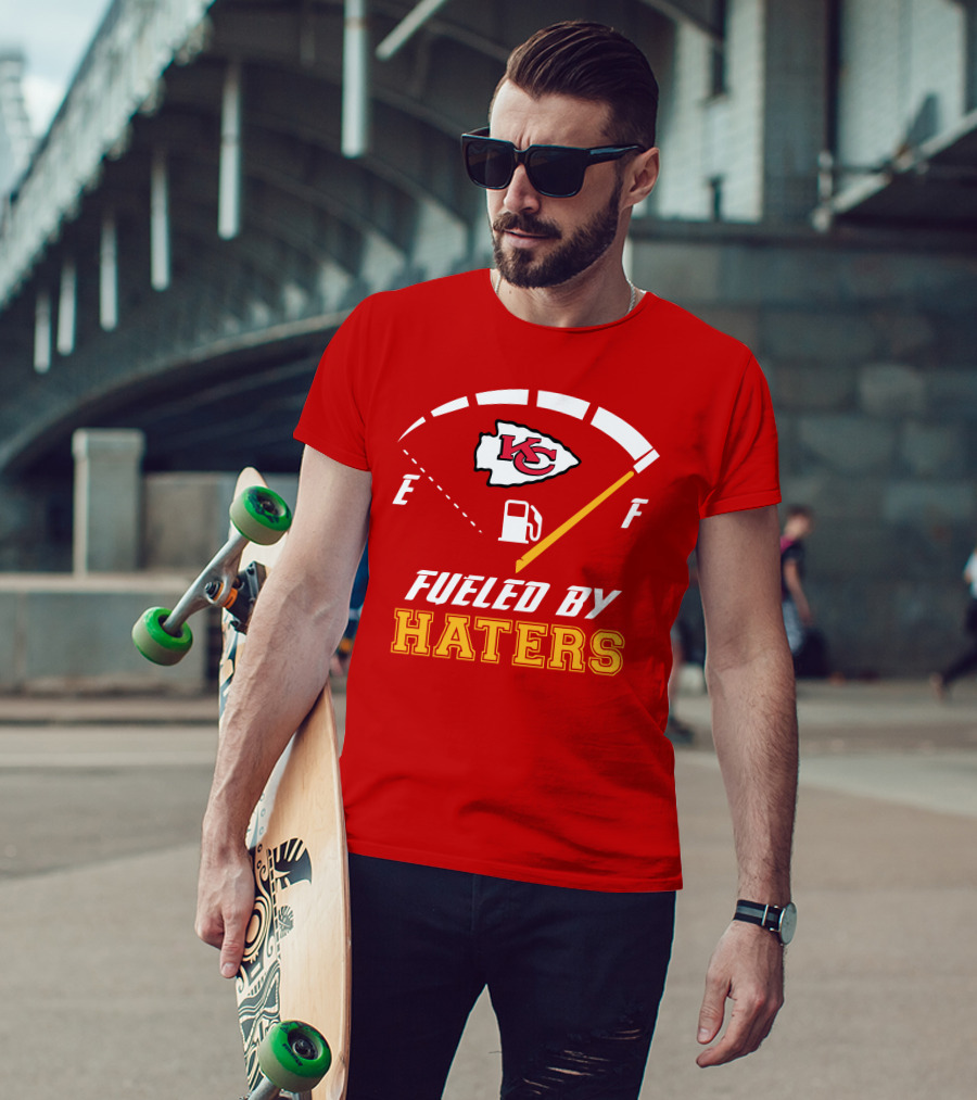 Kansas City Chiefs KC Logo Fueled By Haters Fuel Gauge T-Shirt