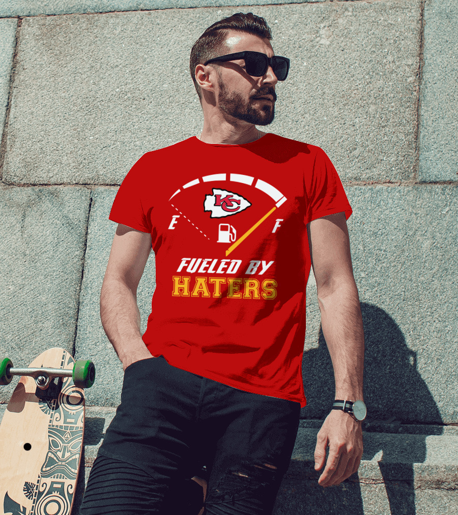 Kansas City Chiefs KC Logo Fueled By Haters Fuel Gauge T-Shirt