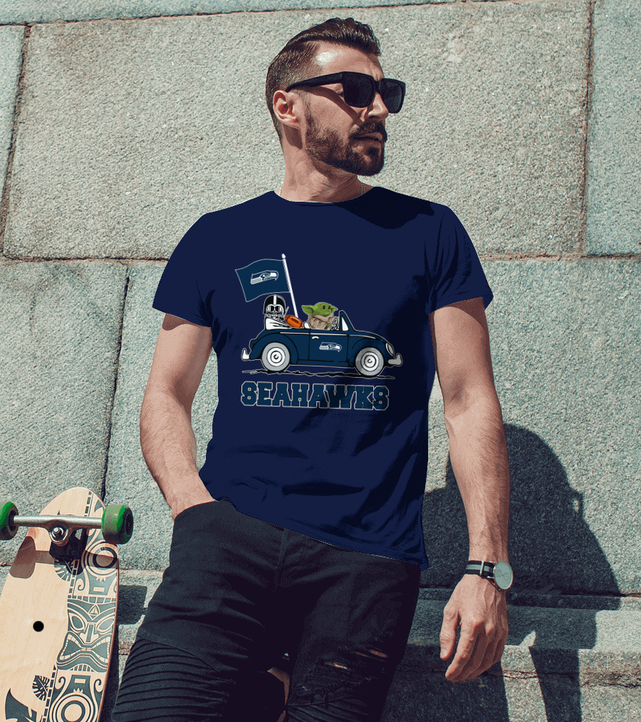 Seahawks Darth Vader Baby Yoda Car Star Wars T-Shirt