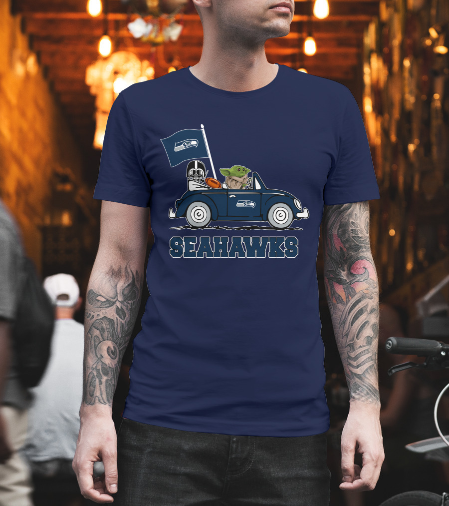 Seahawks Darth Vader Baby Yoda Car Star Wars T-Shirt
