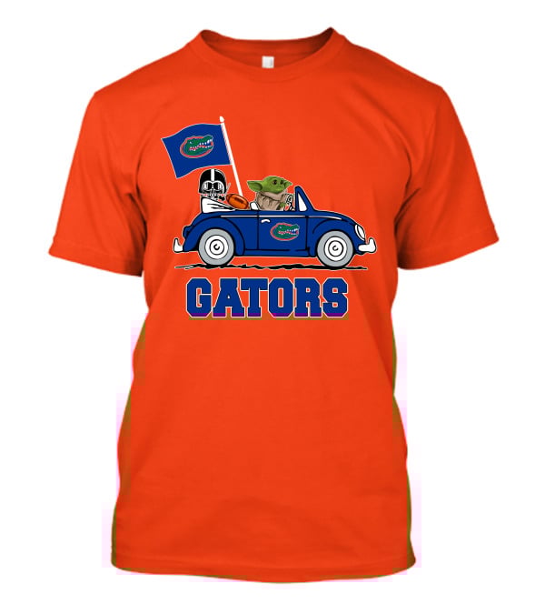 Florida Gators Darth Vader Baby Yoda Driving Car Star Wars Football T-Shirt