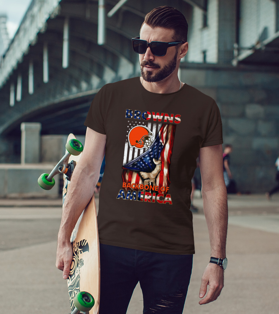 Browns Backbone Of America Cleveland Browns American Flag T-Shirt