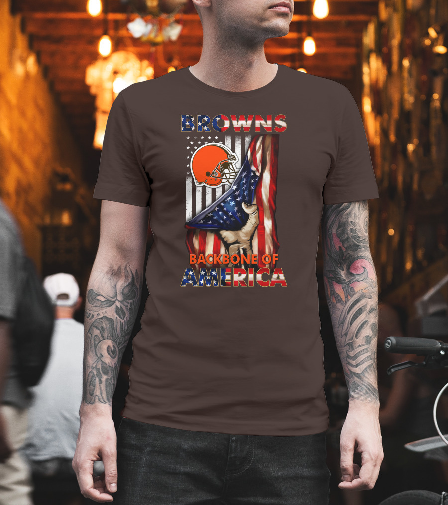 Browns Backbone Of America Cleveland Browns American Flag T-Shirt