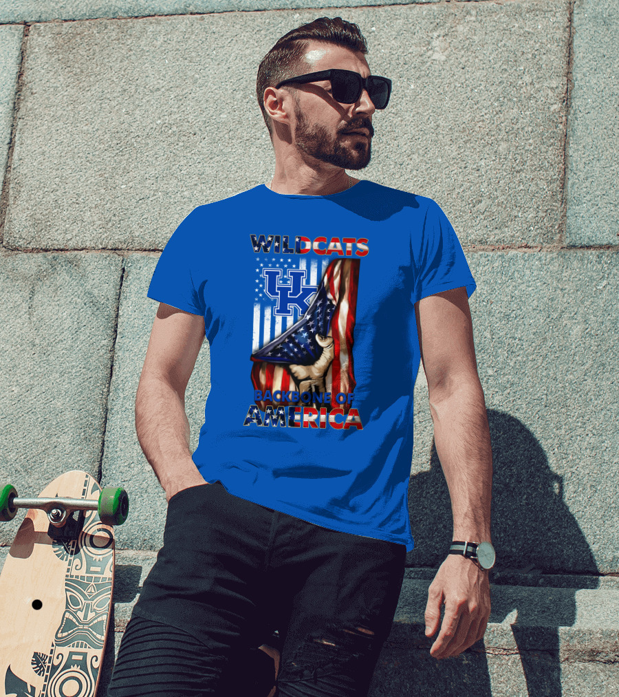 Kentucky Wildcats America Backbone Stars And Stripes Flag T-Shirt