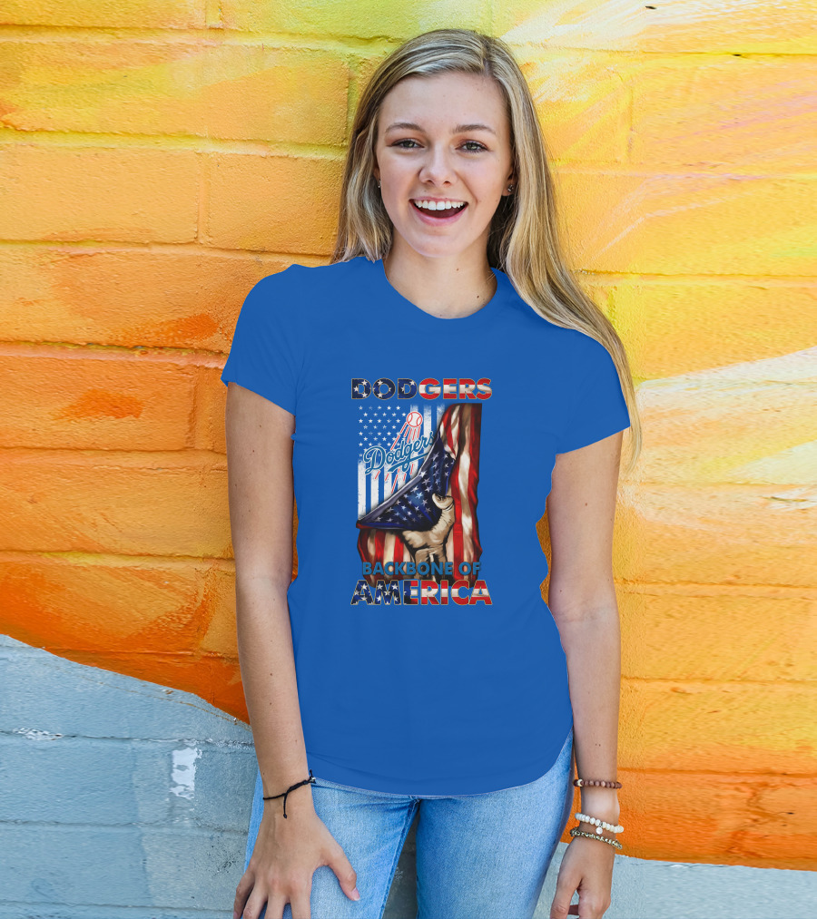 Dodgers Backbone Of America American Flag Patriotism T-Shirt