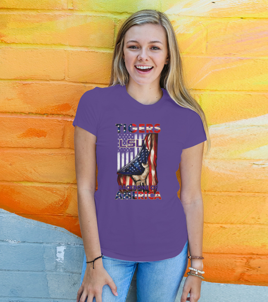 Lsu Tigers Backbone Of America Usa Flag T-Shirt