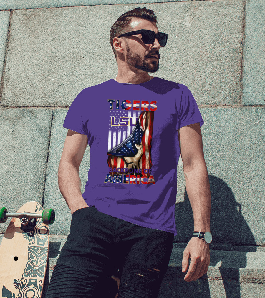 Lsu Tigers Backbone Of America Usa Flag T-Shirt