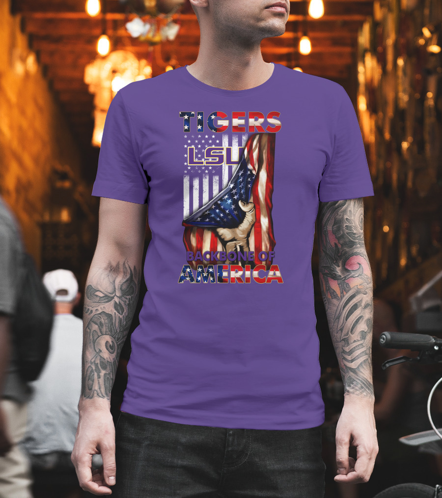 Lsu Tigers Backbone Of America Usa Flag T-Shirt