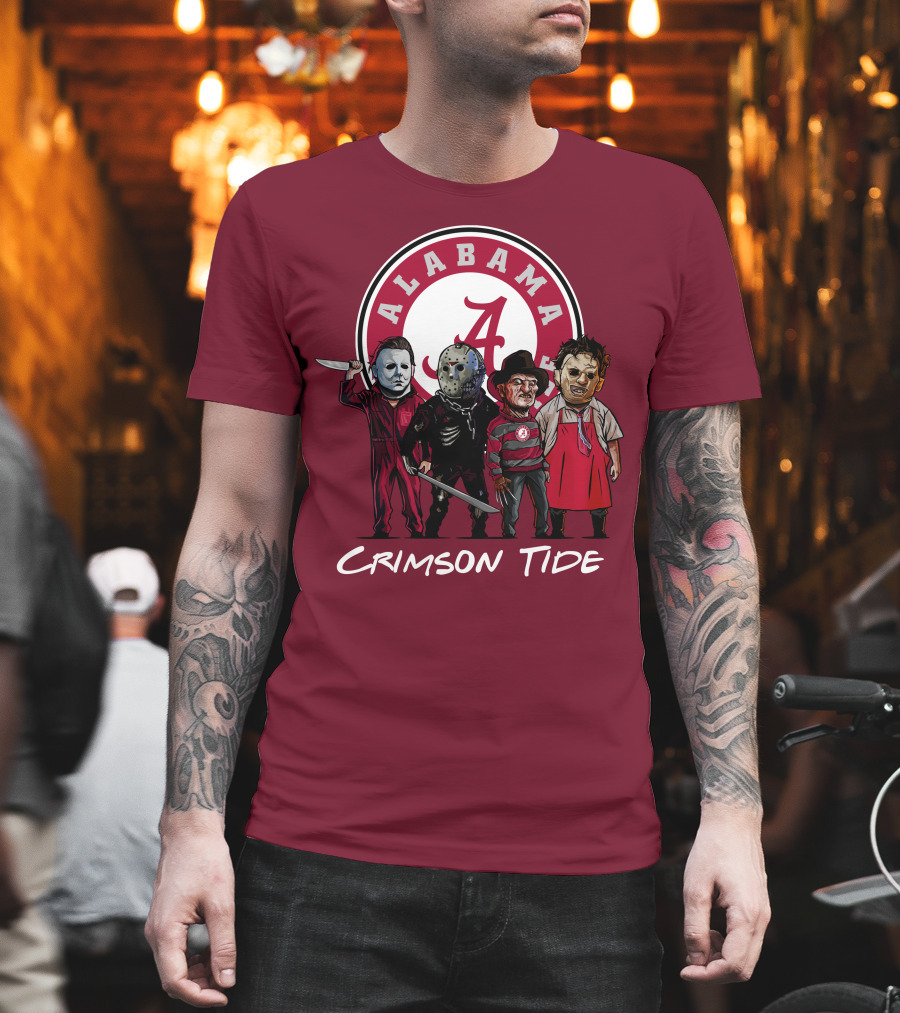Alabama Crimson Tide Halloween The Slasher Squad Teams Freddy Jason Michael Myers T-Shirt