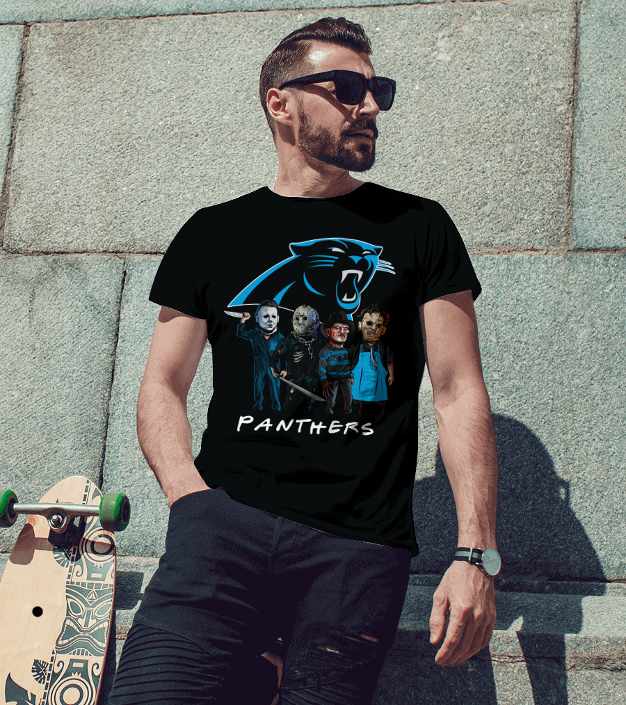 Carolina Panthers Halloween Featuring Iconic Slasher Squad Team T-Shirt