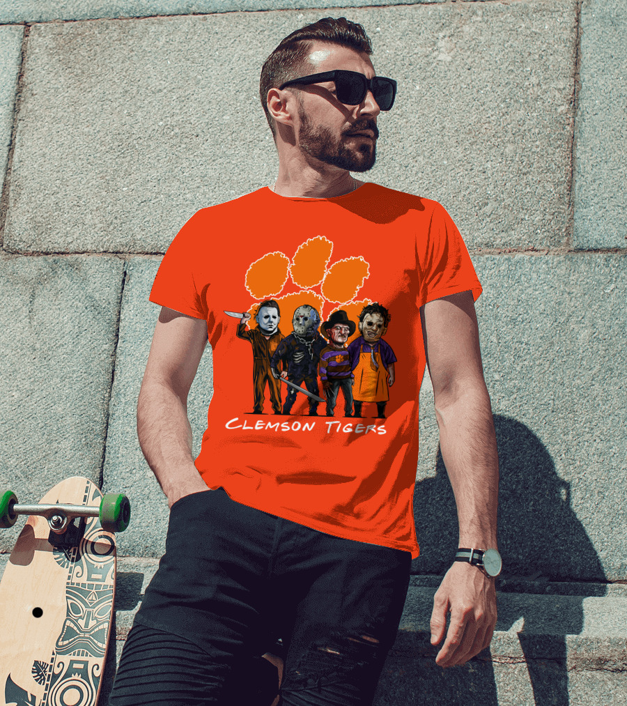 Clemson Tigers Halloween Slasher Squad Horror Characters T-Shirt