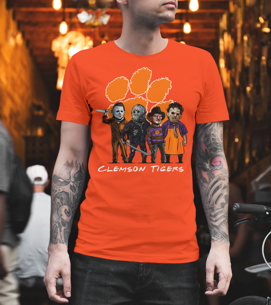 Clemson Tigers Halloween Slasher Squad Horror Characters T-Shirt