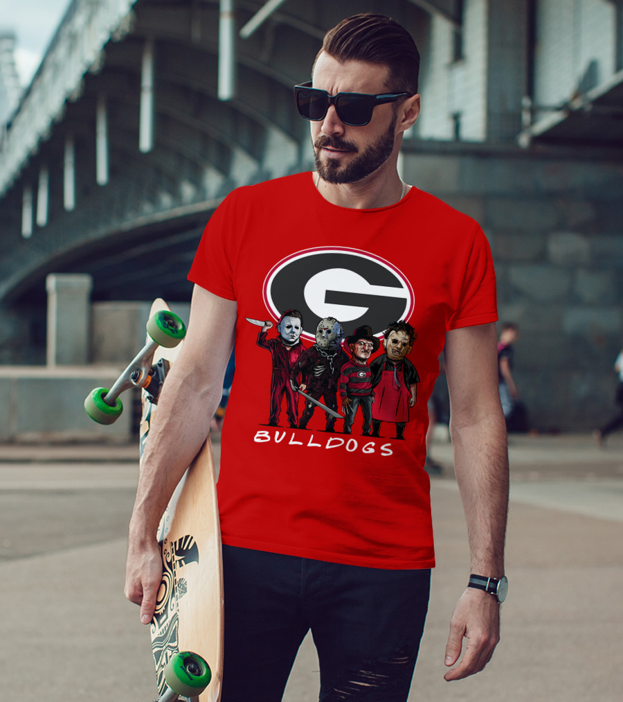 Georgia Bulldogs Halloween Slasher Movie Characters Team T-Shirt