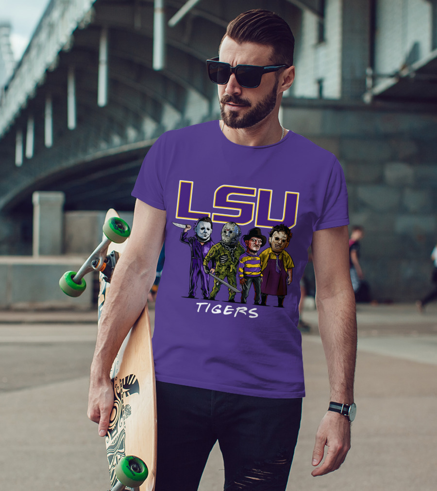 LSU Tigers Halloween The Slasher Squad Teams Horror Characters T-Shirt