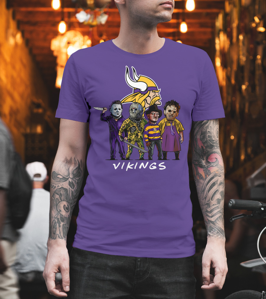 Minnesota Vikings Halloween Horror Icons Team Squad T-Shirt