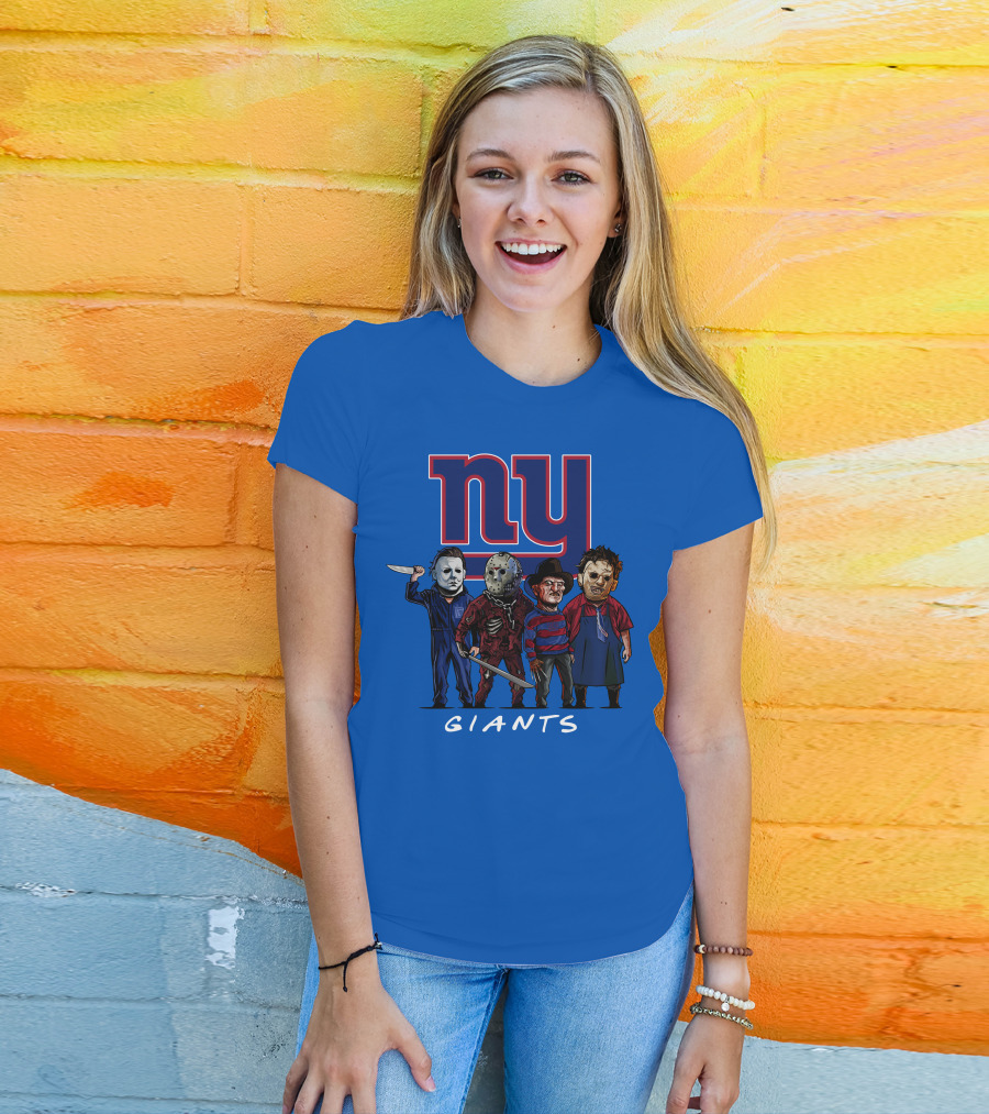 New York Giants Halloween Slasher Squad With Iconic Horror Characters T-Shirt