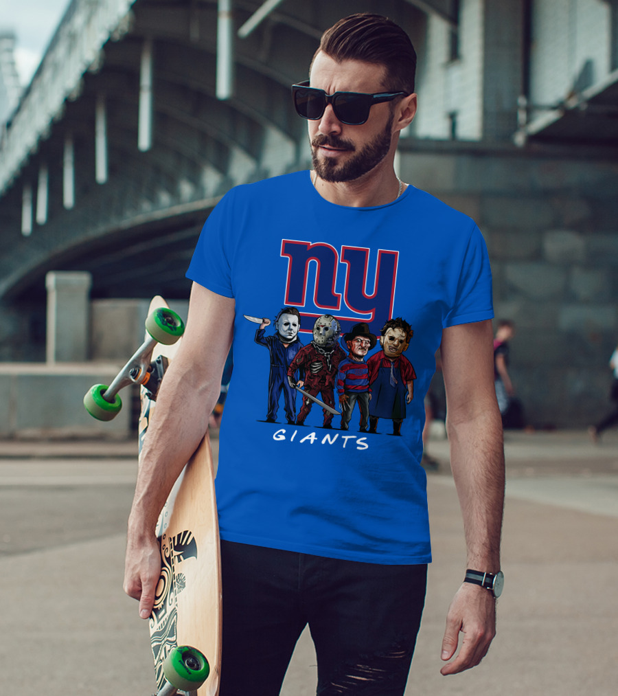 New York Giants Halloween Slasher Squad With Iconic Horror Characters T-Shirt