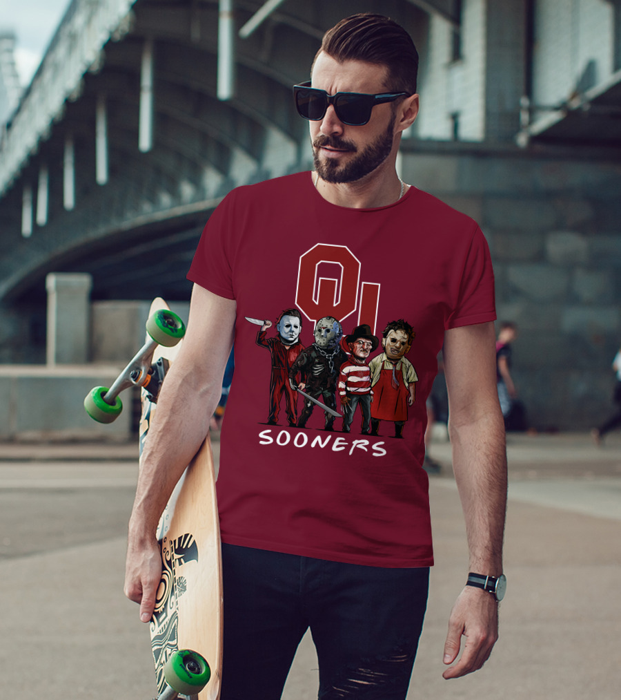 Oklahoma Sooners Halloween Slasher Squad Horror Icons T-Shirt