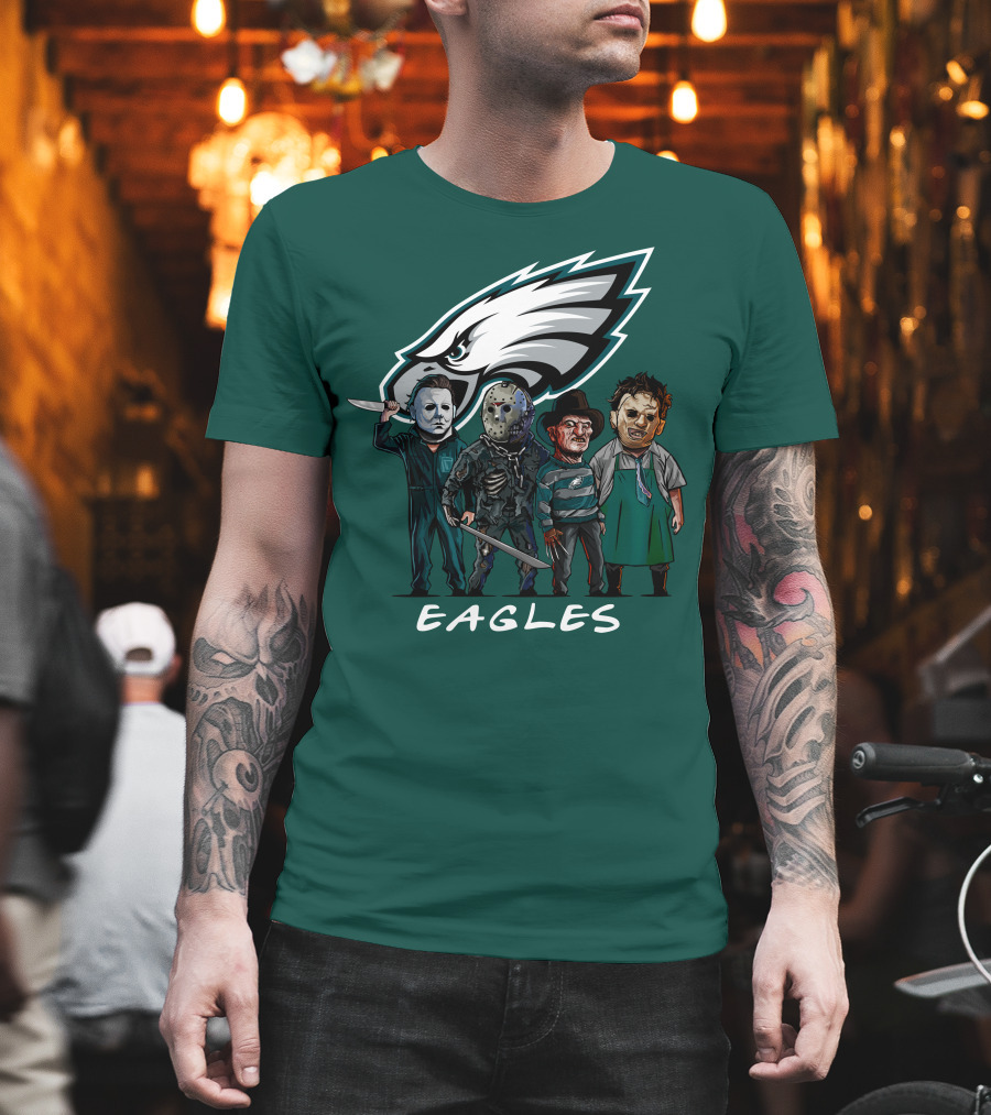 Philadelphia Eagles Halloween The Slasher Squad Horror Team Characters T-Shirt