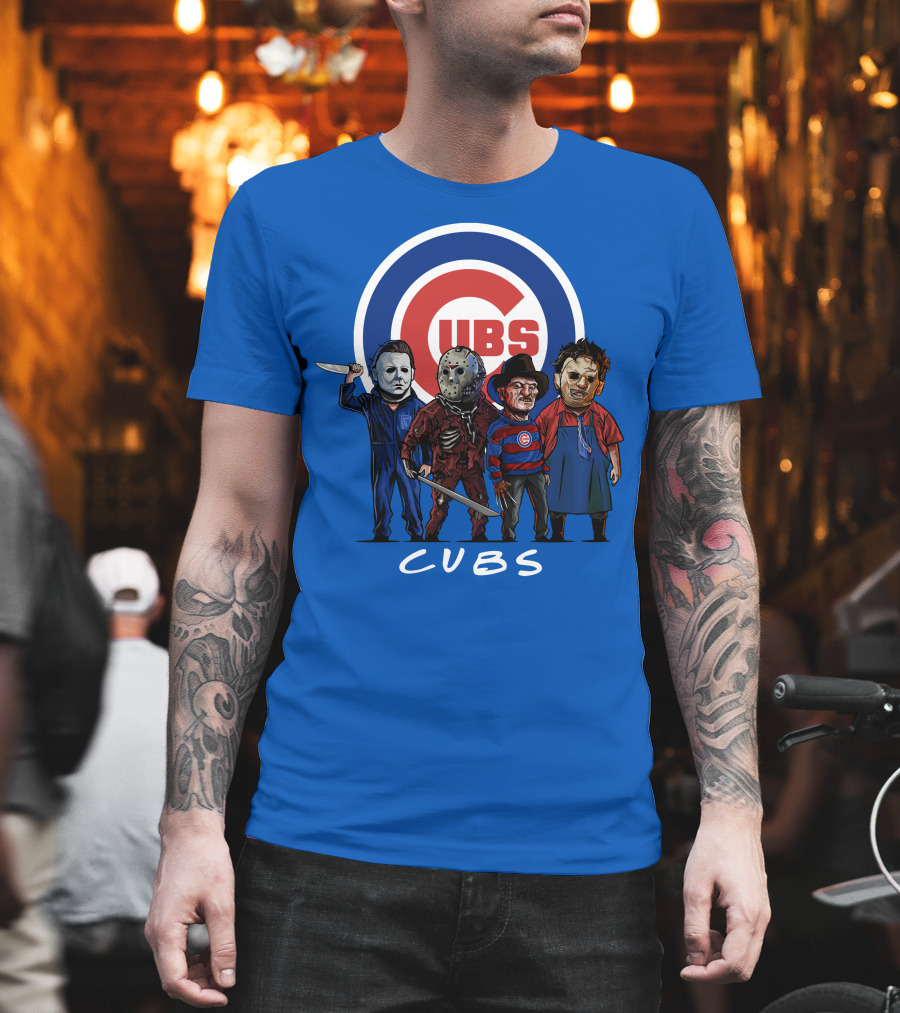 Chicago Cubs Halloween Slasher Squad Featuring Iconic Horror Characters T-Shirt
