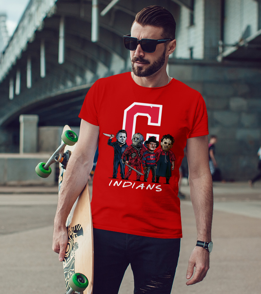 Cleveland Indians Halloween Horror Icons Slashers Crossover T-Shirt