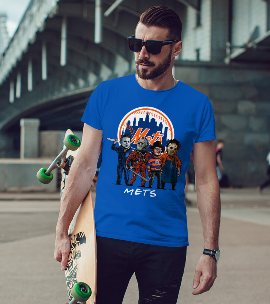 New York Mets Halloween The Slasher Squad Mets Team Characters T-Shirt