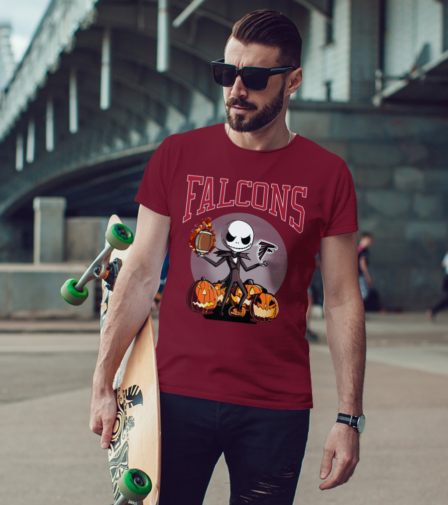 Falcons Halloween Jack Skellington Atlanta Football Pumpkin T-Shirt