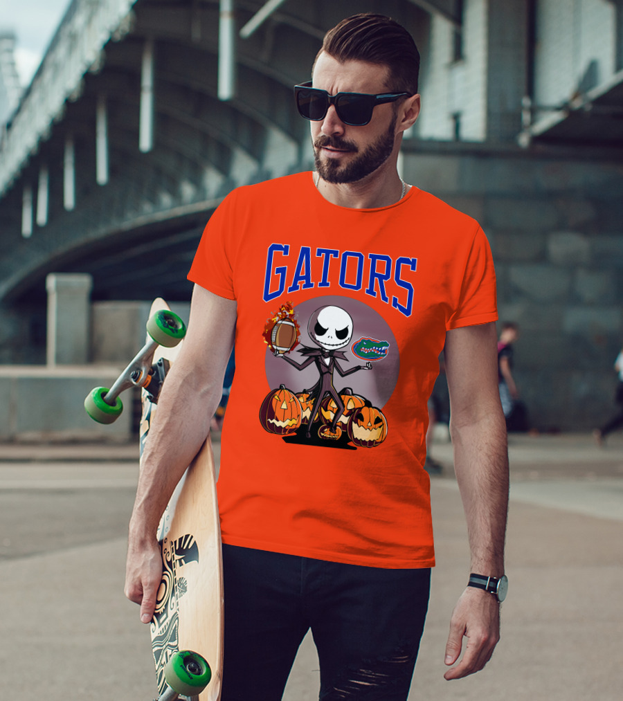 Gators Jack Skellington Florida Halloween Football Pumpkins T-Shirt